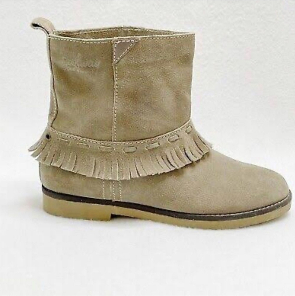 Free People Coolway Suede FringeAnkle Booties Womens 40 Taupe Tribal Moccasins